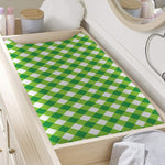 Shamrock Green And White Gingham Print Changing Pad Cover