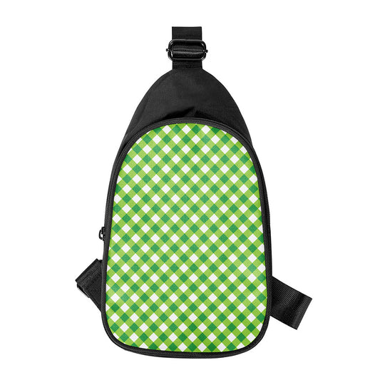 Shamrock Green And White Gingham Print Chest Bag