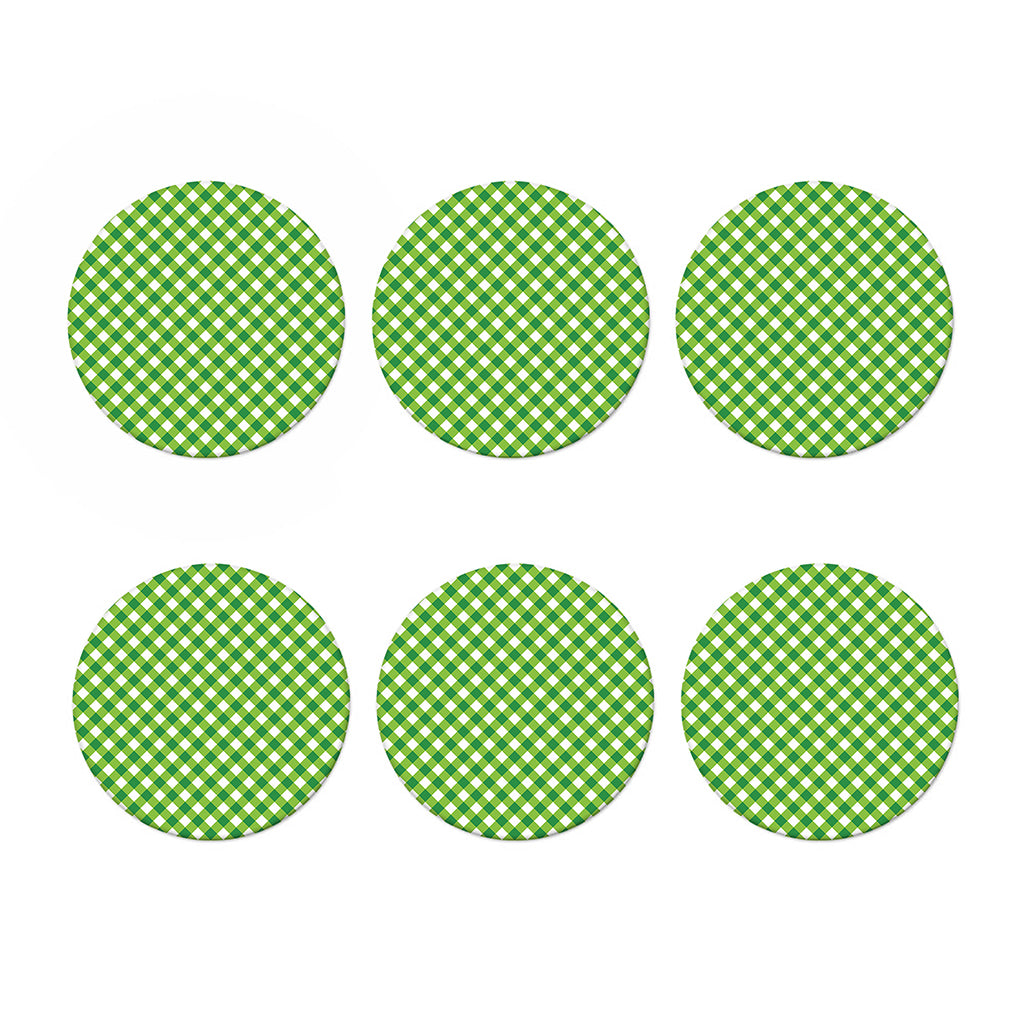 Shamrock Green And White Gingham Print Coaster Set