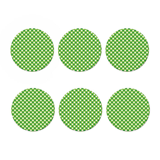Shamrock Green And White Gingham Print Coaster Set