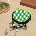 Shamrock Green And White Gingham Print Coin Purse