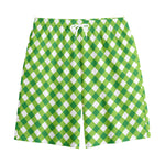 Shamrock Green And White Gingham Print Cotton Shorts