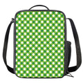 Shamrock Green And White Gingham Print Crossbody Lunch Bag