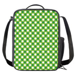 Shamrock Green And White Gingham Print Crossbody Lunch Bag