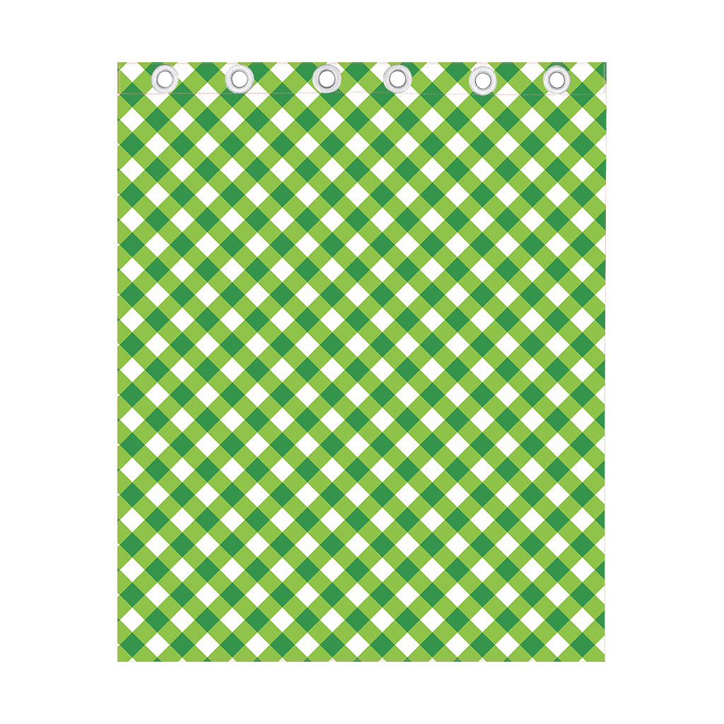 Shamrock Green And White Gingham Print Curtain
