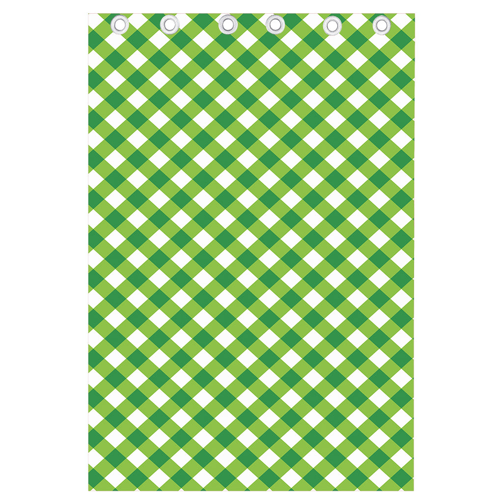 Shamrock Green And White Gingham Print Curtain