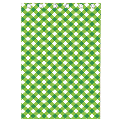 Shamrock Green And White Gingham Print Curtain