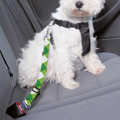 Shamrock Green And White Gingham Print Dog Seat Belt