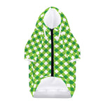 Shamrock Green And White Gingham Print Dog Zip Up Hoodie
