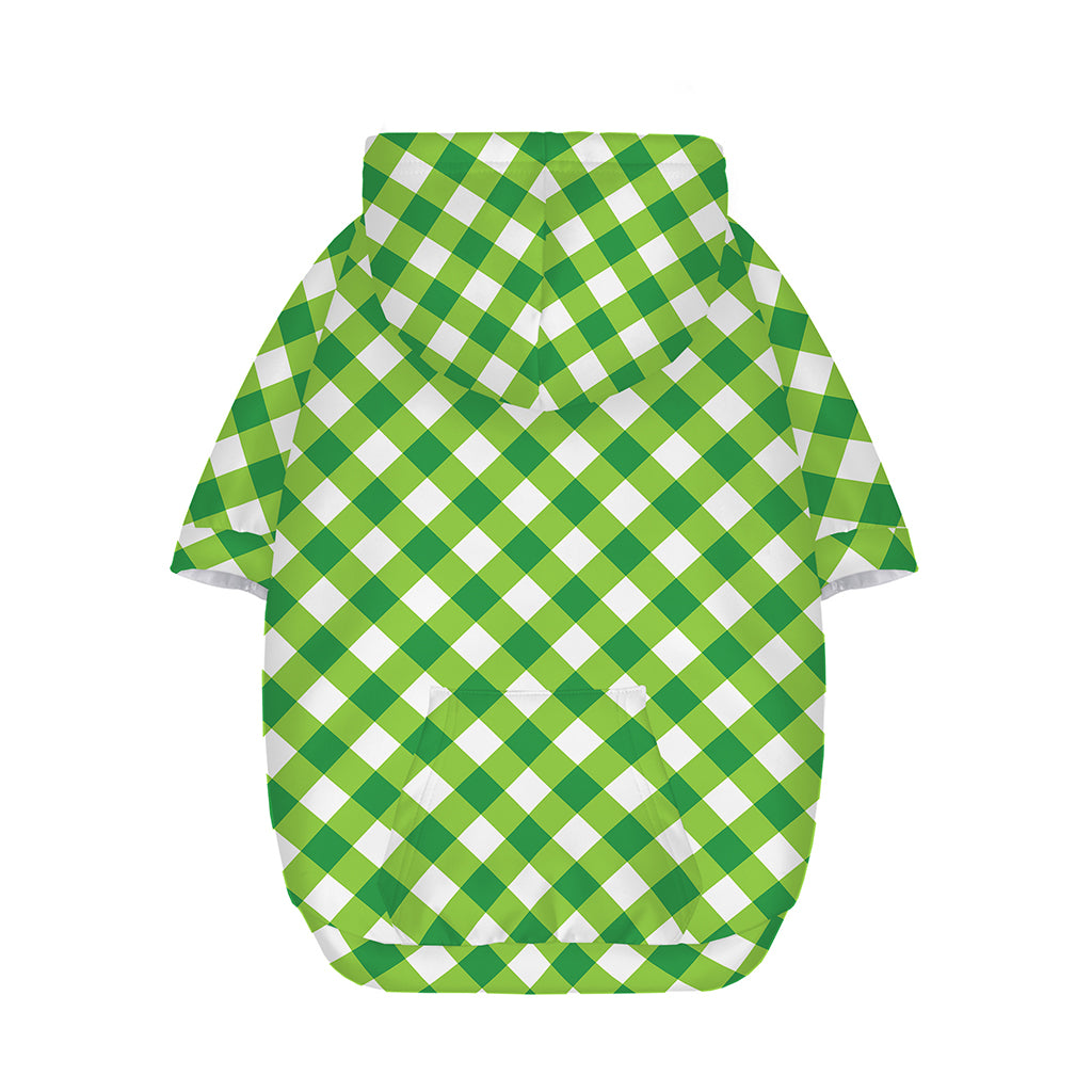 Shamrock Green And White Gingham Print Dog Zip Up Hoodie
