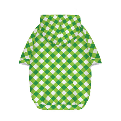 Shamrock Green And White Gingham Print Dog Zip Up Hoodie