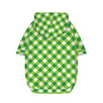 Shamrock Green And White Gingham Print Dog Zip Up Hoodie