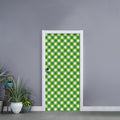 Shamrock Green And White Gingham Print Door Sticker