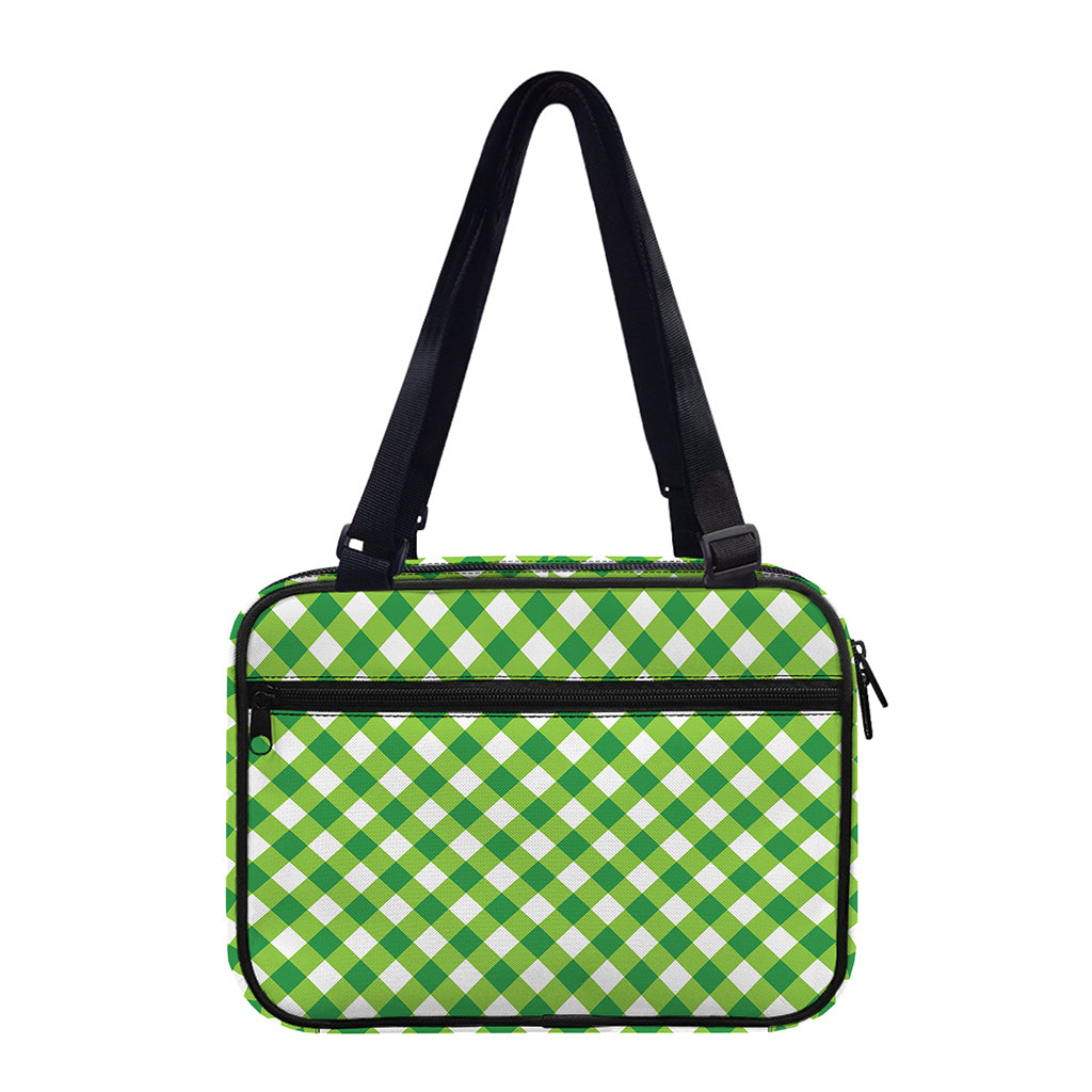Shamrock Green And White Gingham Print Double Strap Bible Bag