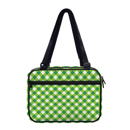 Shamrock Green And White Gingham Print Double Strap Bible Bag