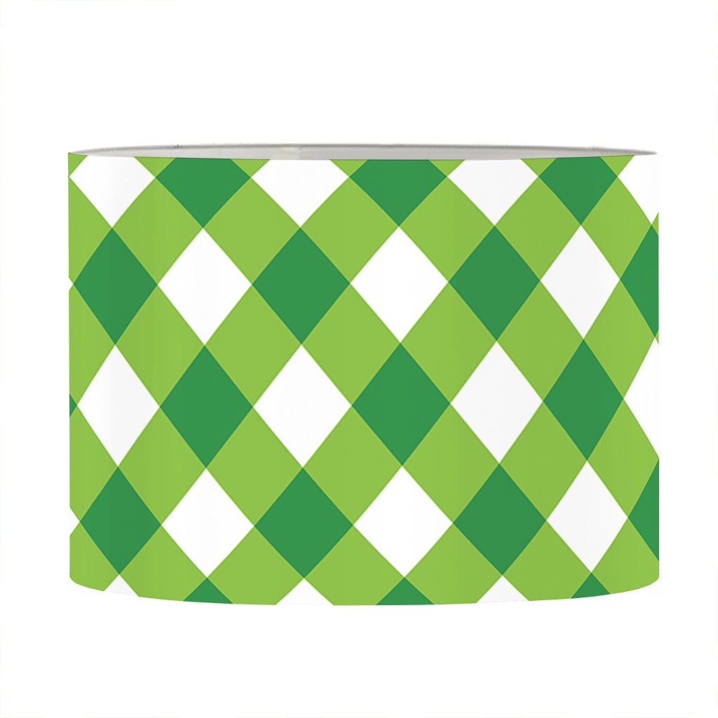Shamrock Green And White Gingham Print Drum Lamp Shade