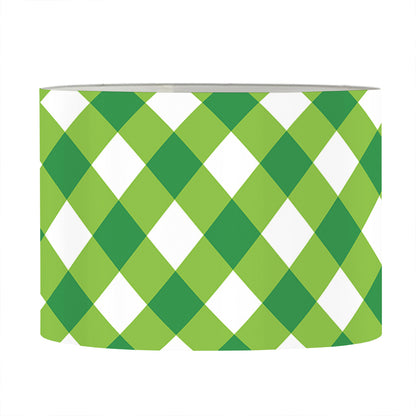 Shamrock Green And White Gingham Print Drum Lamp Shade