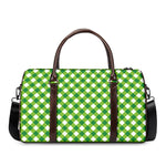 Shamrock Green And White Gingham Print Duffle Bag