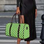 Shamrock Green And White Gingham Print Duffle Bag