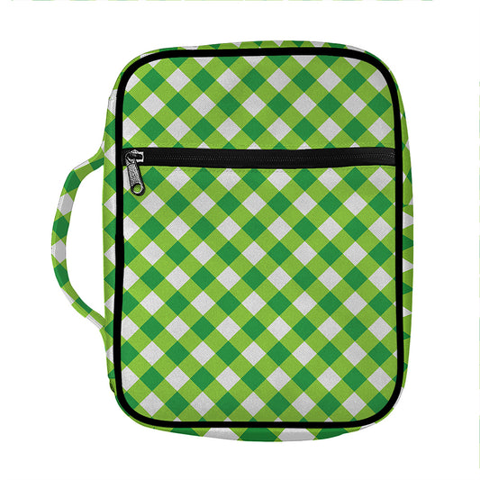 Shamrock Green And White Gingham Print Front Pocket Bible Bag
