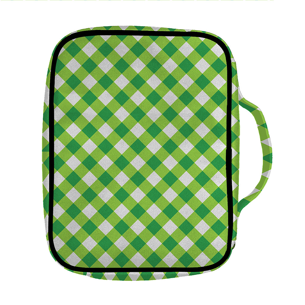 Shamrock Green And White Gingham Print Front Pocket Bible Bag