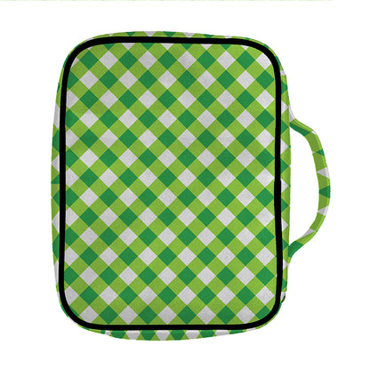 Shamrock Green And White Gingham Print Front Pocket Bible Bag