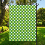 Shamrock Green And White Gingham Print Garden Flag