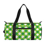 Shamrock Green And White Gingham Print Gym Bag