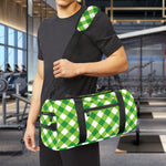Shamrock Green And White Gingham Print Gym Bag