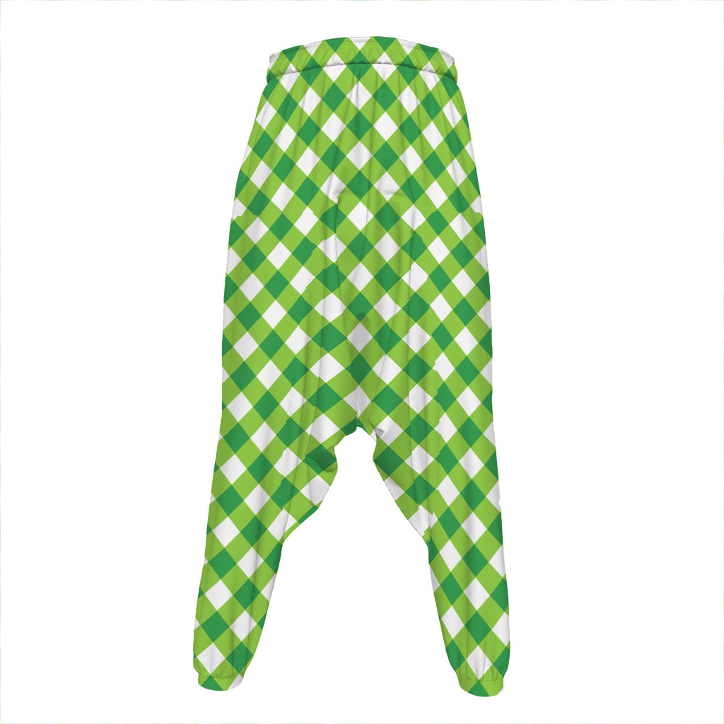 Shamrock Green And White Gingham Print Hammer Pants