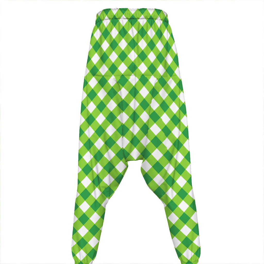 Shamrock Green And White Gingham Print Hammer Pants