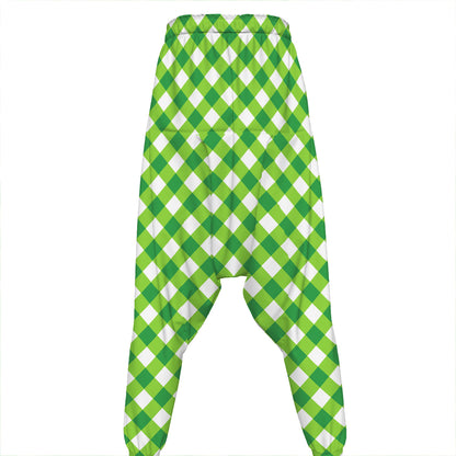Shamrock Green And White Gingham Print Hammer Pants
