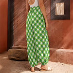 Shamrock Green And White Gingham Print Harem Pants