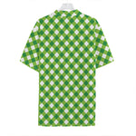 Shamrock Green And White Gingham Print Hawaiian Shirt