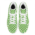 Shamrock Green And White Gingham Print High Top Leather Sneakers