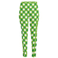 Shamrock Green And White Gingham Print High-Waisted Pocket Leggings