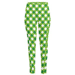 Shamrock Green And White Gingham Print High-Waisted Pocket Leggings
