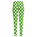 Shamrock Green And White Gingham Print High-Waisted Pocket Leggings