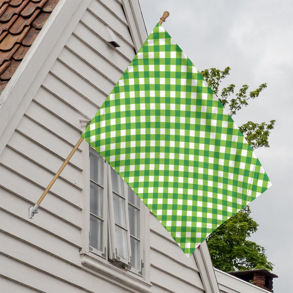 Shamrock Green And White Gingham Print House Flag