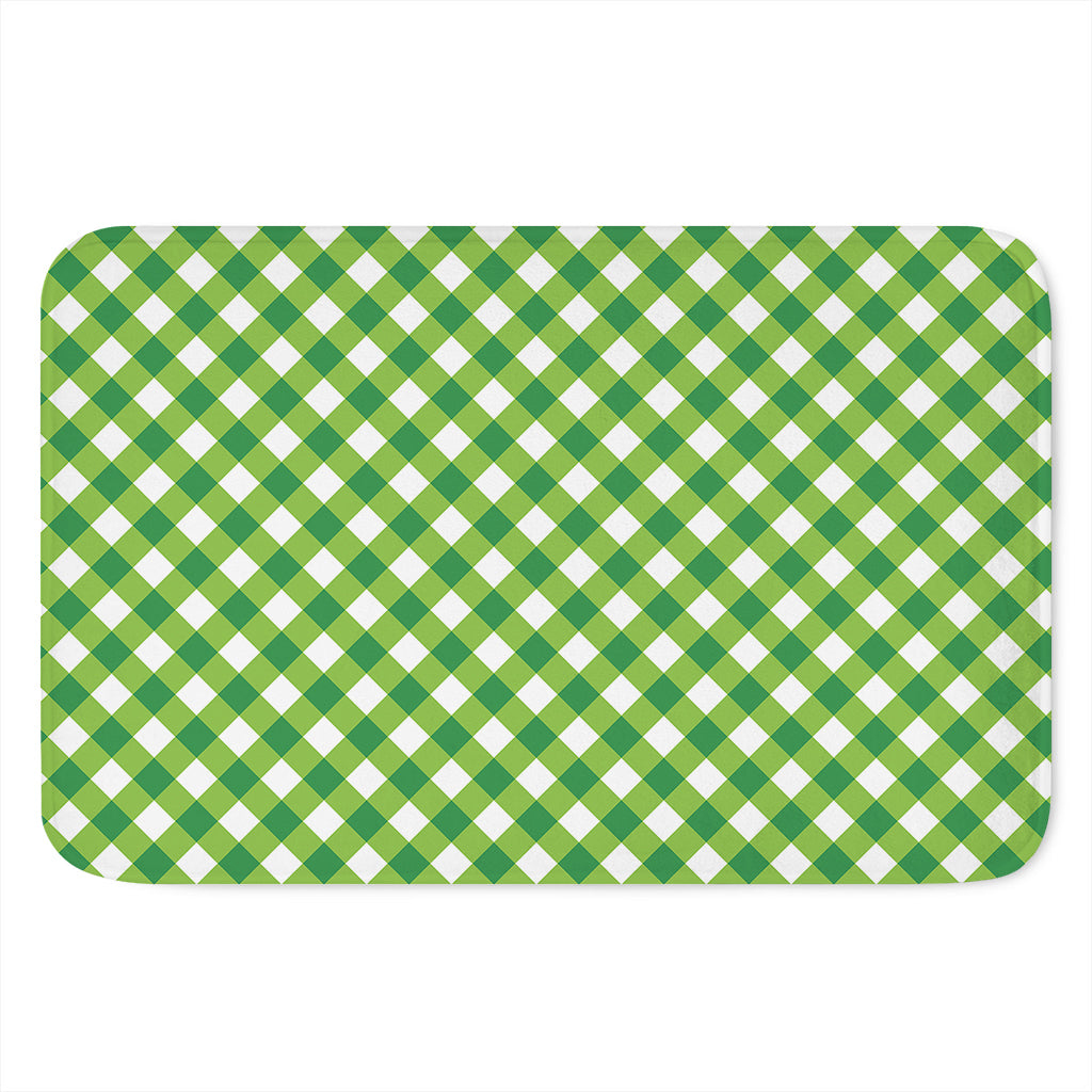 Shamrock Green And White Gingham Print Indoor Door Mat