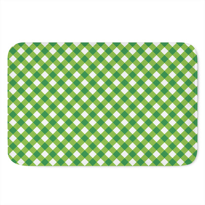 Shamrock Green And White Gingham Print Indoor Door Mat