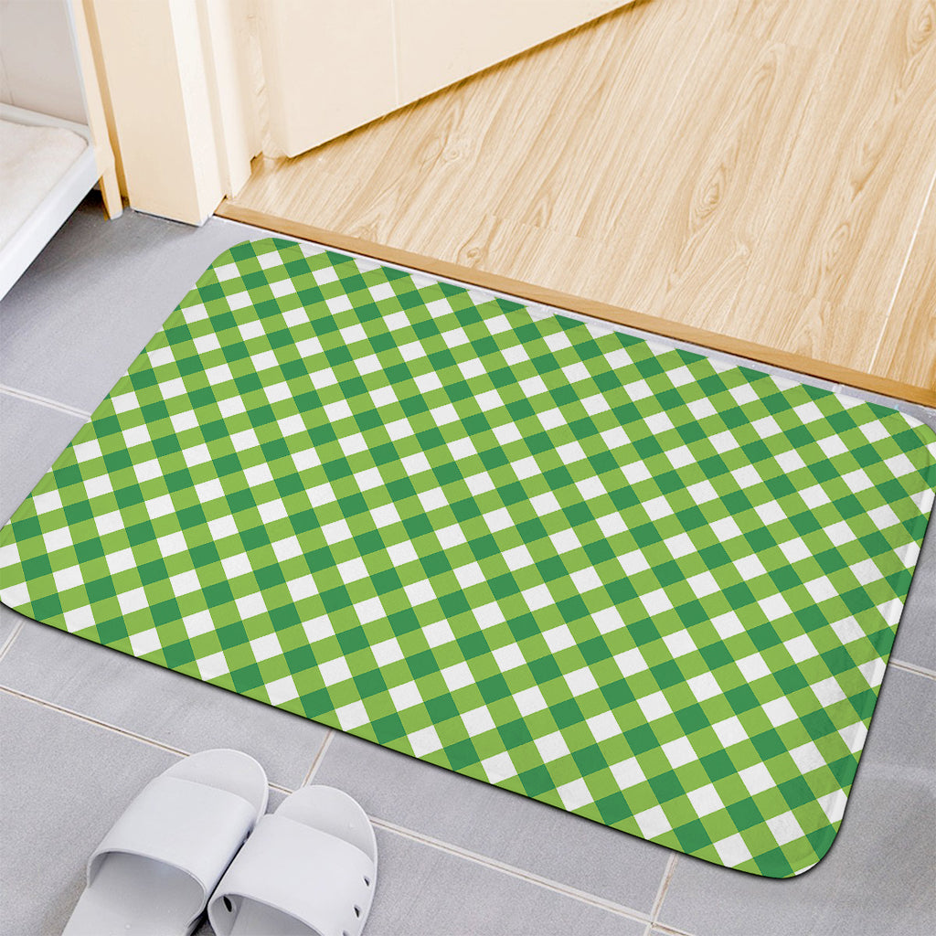 Shamrock Green And White Gingham Print Indoor Door Mat