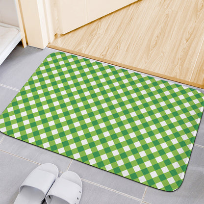 Shamrock Green And White Gingham Print Indoor Door Mat