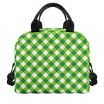 Shamrock Green And White Gingham Print Insulated Lunch Bag