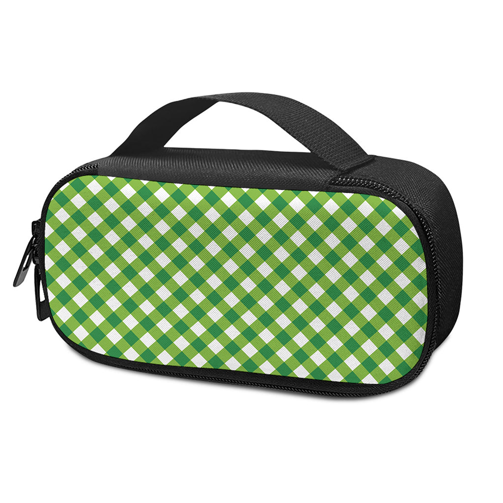Shamrock Green And White Gingham Print Insulin Cooler Travel Case