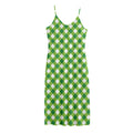 Shamrock Green And White Gingham Print Jersey Midi Cami Dress