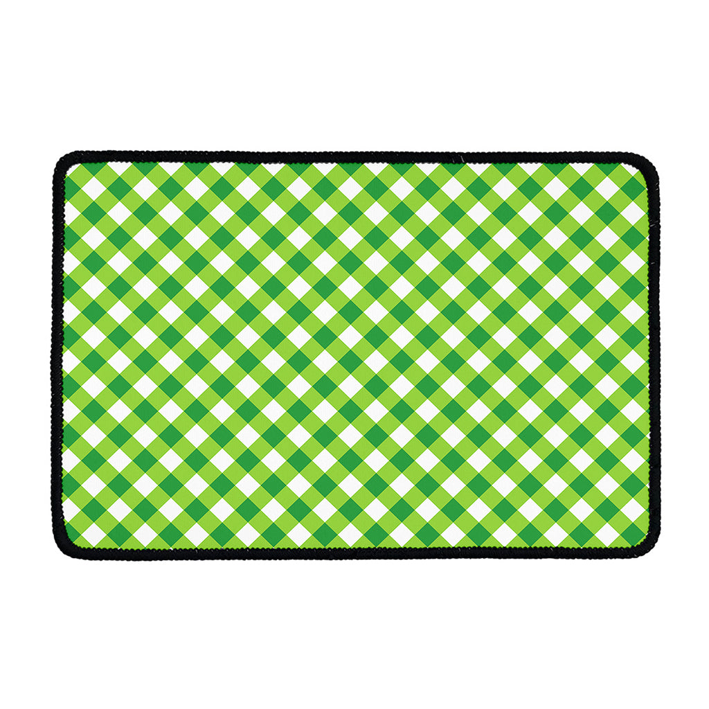 Shamrock Green And White Gingham Print Kitchen Mat