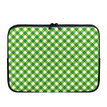 Shamrock Green And White Gingham Print Laptop Sleeve