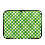 Shamrock Green And White Gingham Print Laptop Sleeve