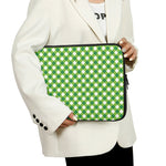 Shamrock Green And White Gingham Print Laptop Sleeve